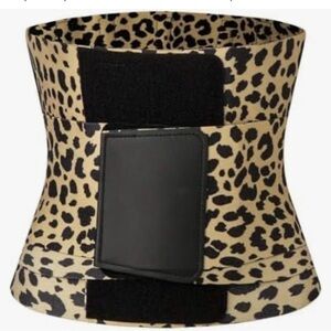 Leopard Print Waist Cincher Belt - Beige/Black